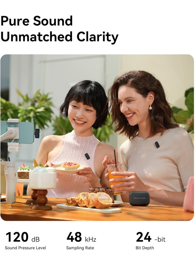 Hollyland LARK A1 DUO Type C Wireless Microphone for iPhone 15 iPhone 16 and Android Dual Channel Noise Cancellation Lavalier Mic for Vlogging YouTube Podcast TikTok Recording - Image 2